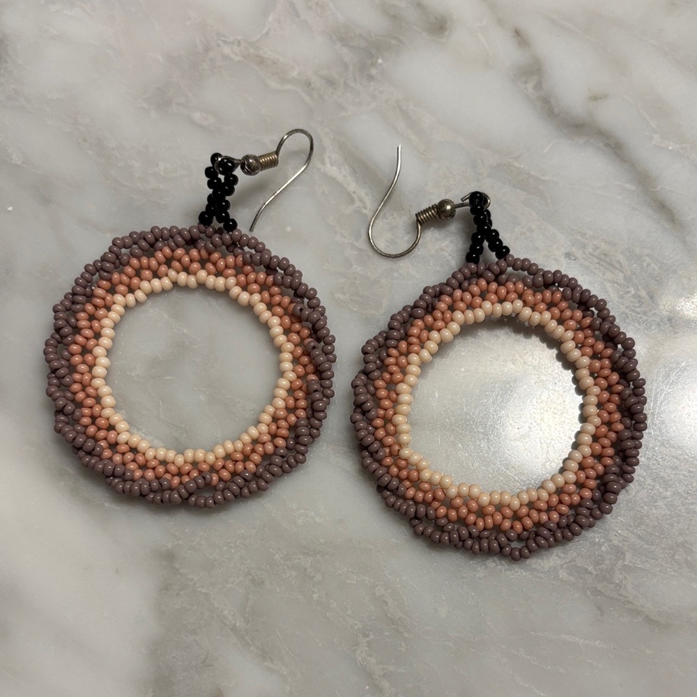 🇲🇽 Purple & Pink Beaded Handmade Earrings